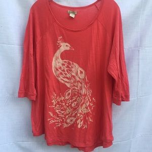 Lucky Brand Tops - Lucky Brand Women’s Plus Size 2X Peacock Top Lucky Brand Tops - Lucky Brand Women’s Plus Size 2X Peacock Top